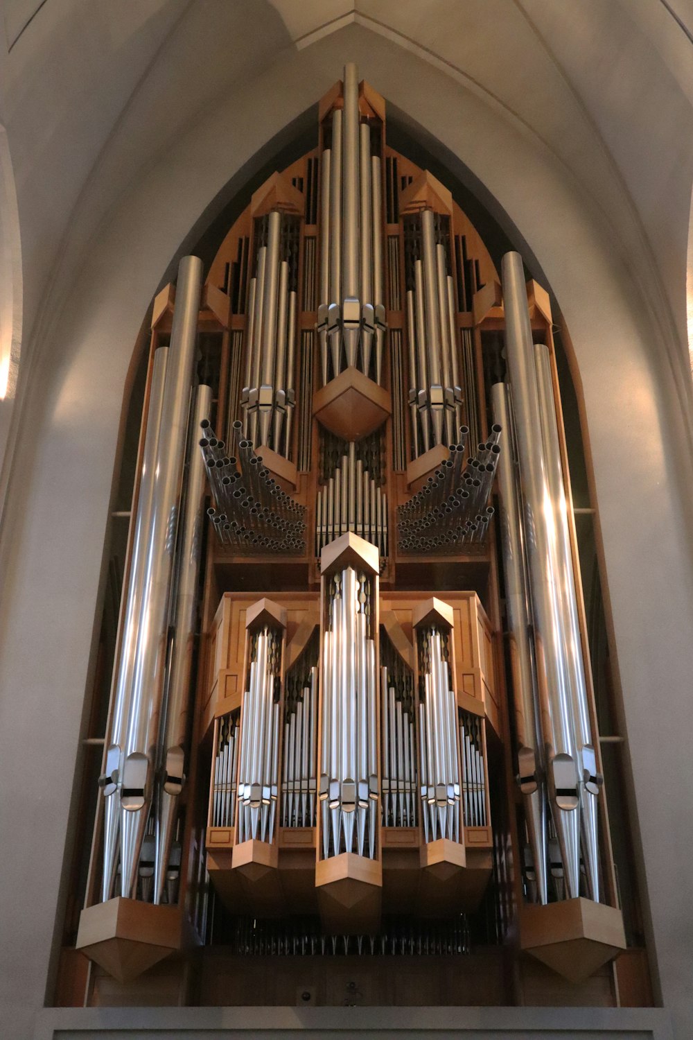 a large pipe organ in a church