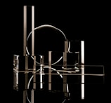a black and white photo of a glass sculpture