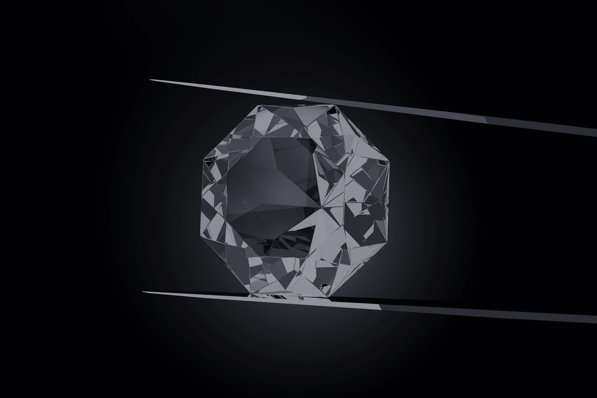 a black and white photo of a diamond
