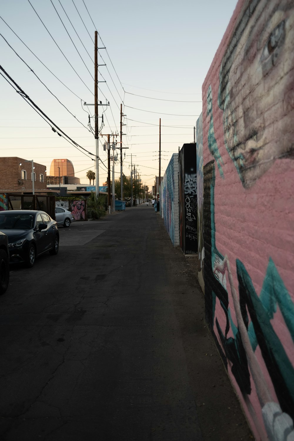 a wall with a picture of a cat painted on it