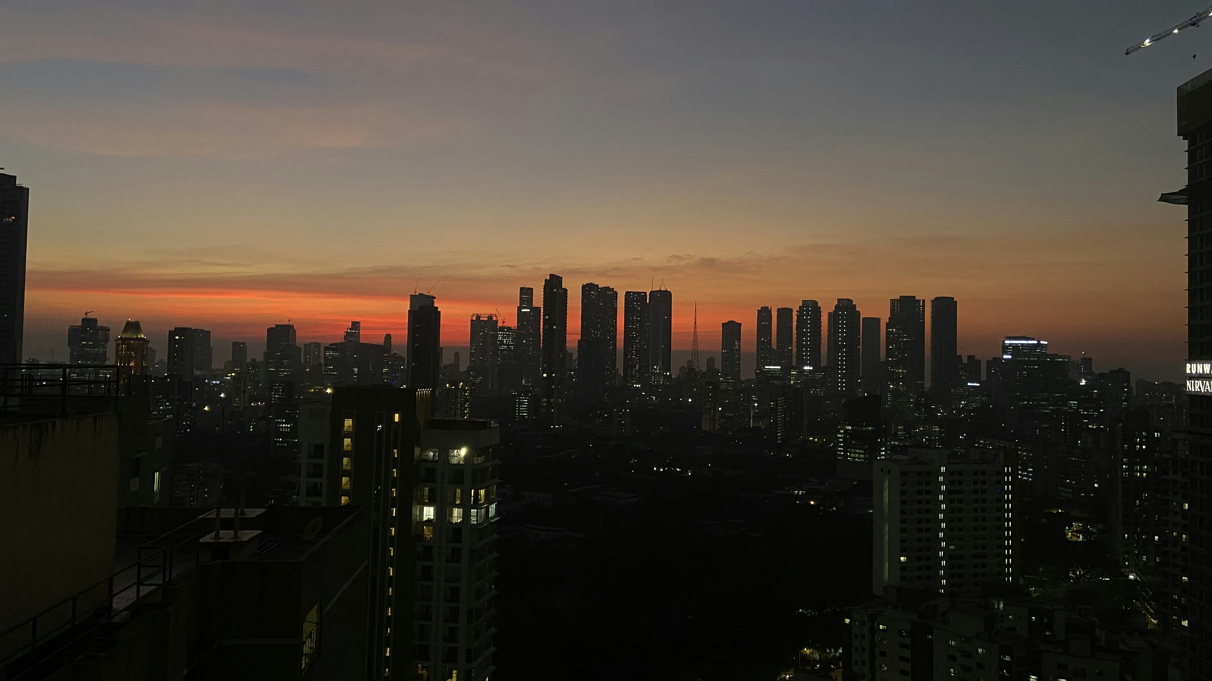 View of Mumbai city at night from high rise building