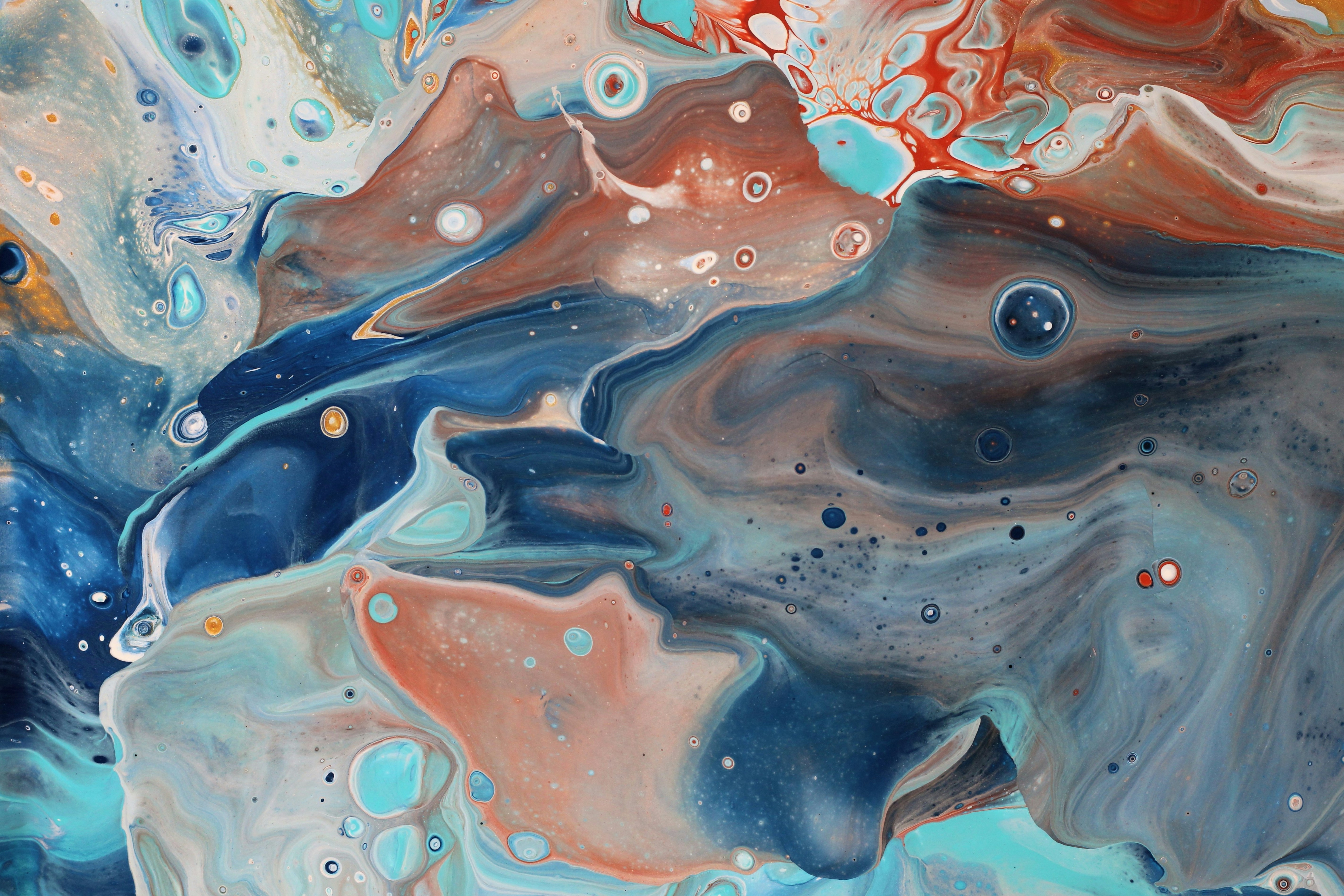 油絵抽象画 赤・オレンジ・青・灰色 油絵抽象画 赤・オレンジ・青・灰色