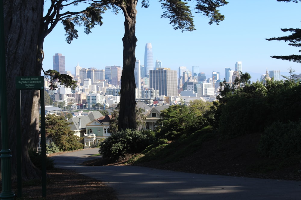 a view of a city from a hill