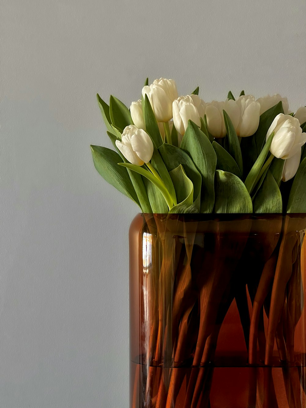 a vase filled with white flowers on top of a table