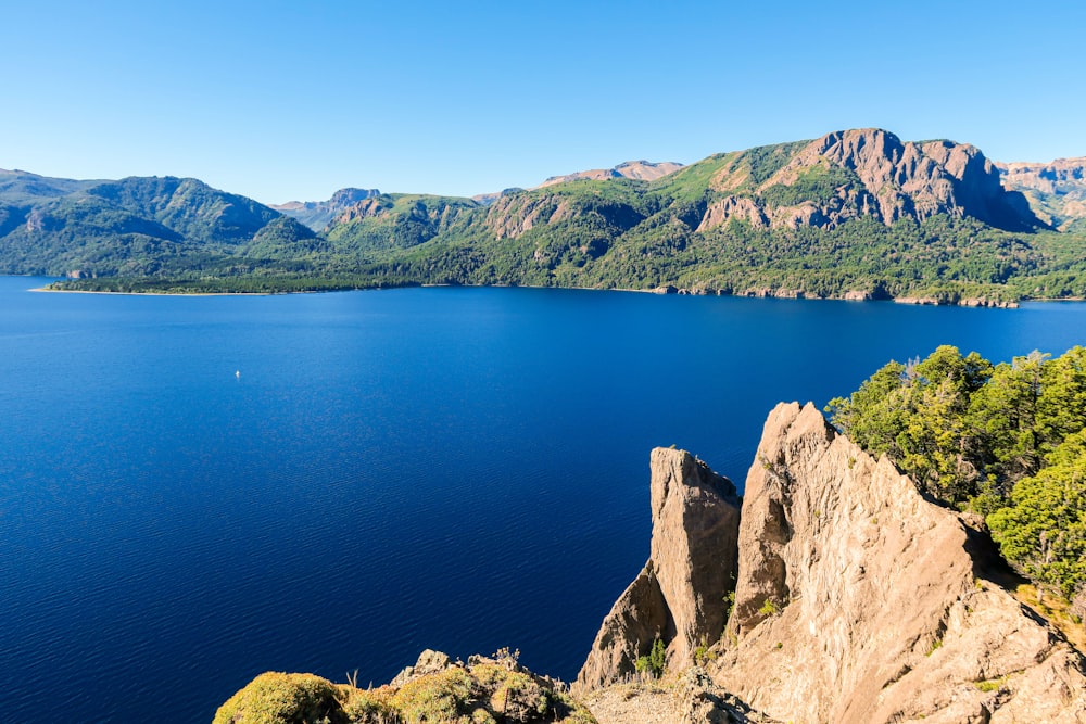 a large body of water surrounded by mountains