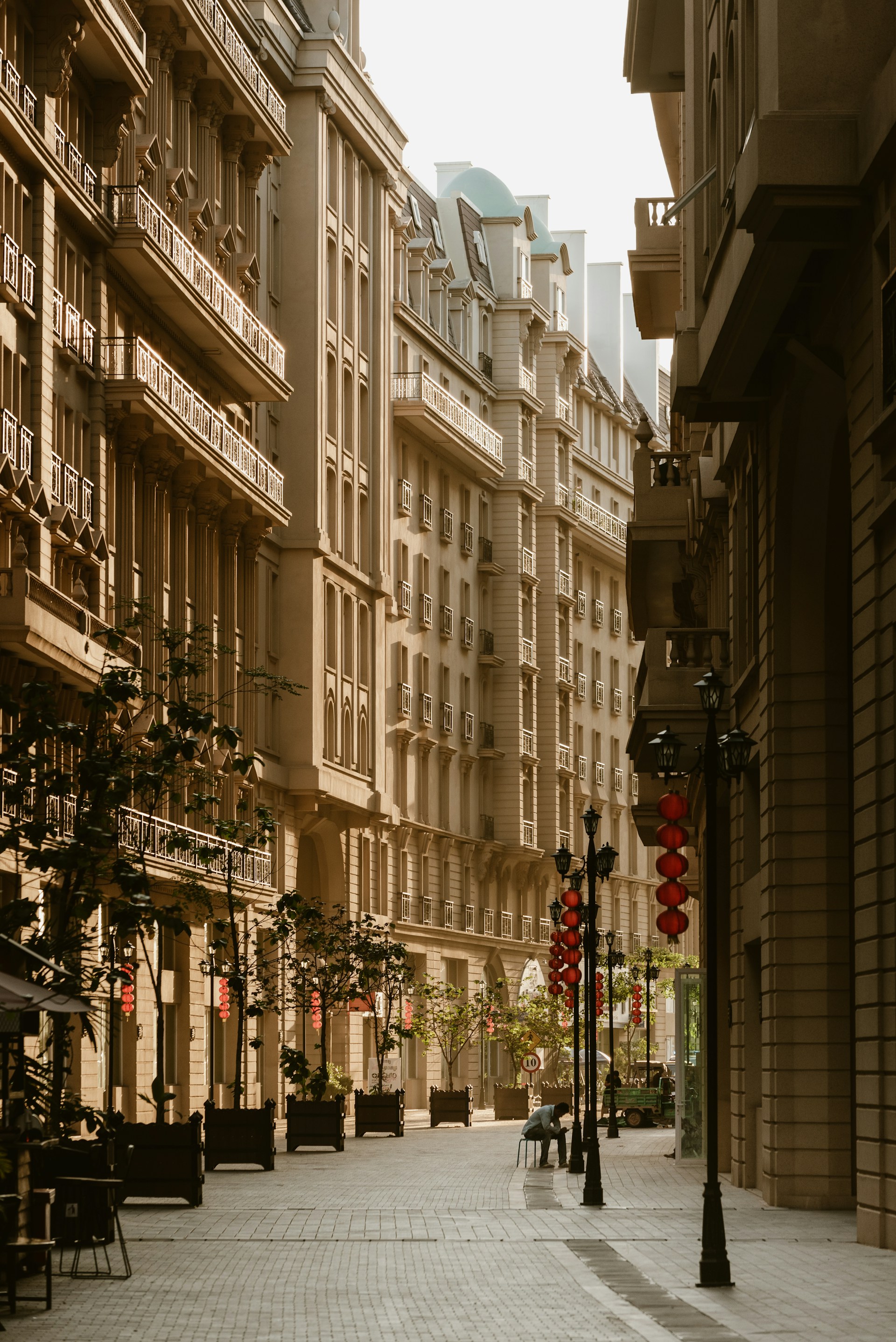 a row of buildings on a city street