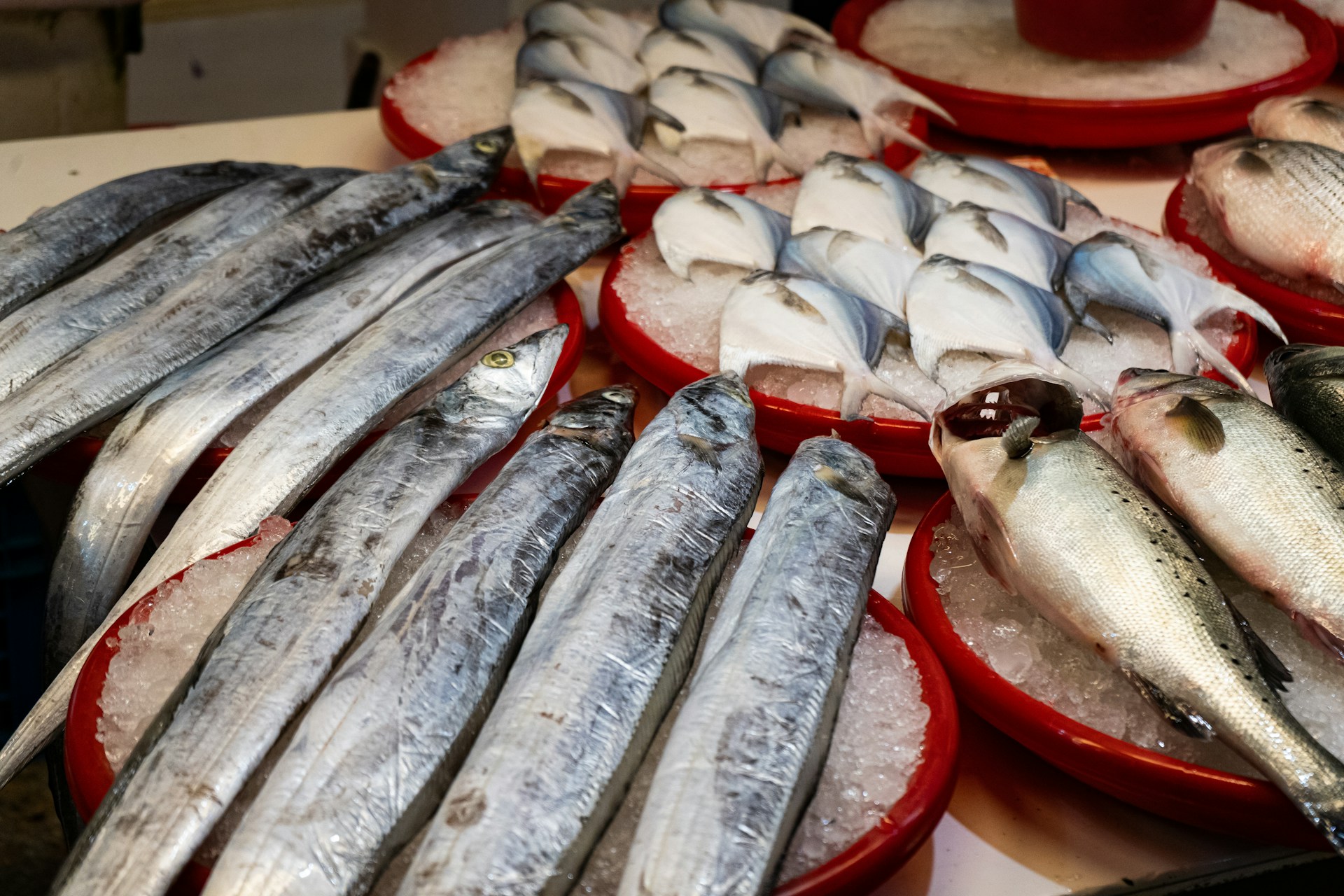 a bunch of fish that are on a table