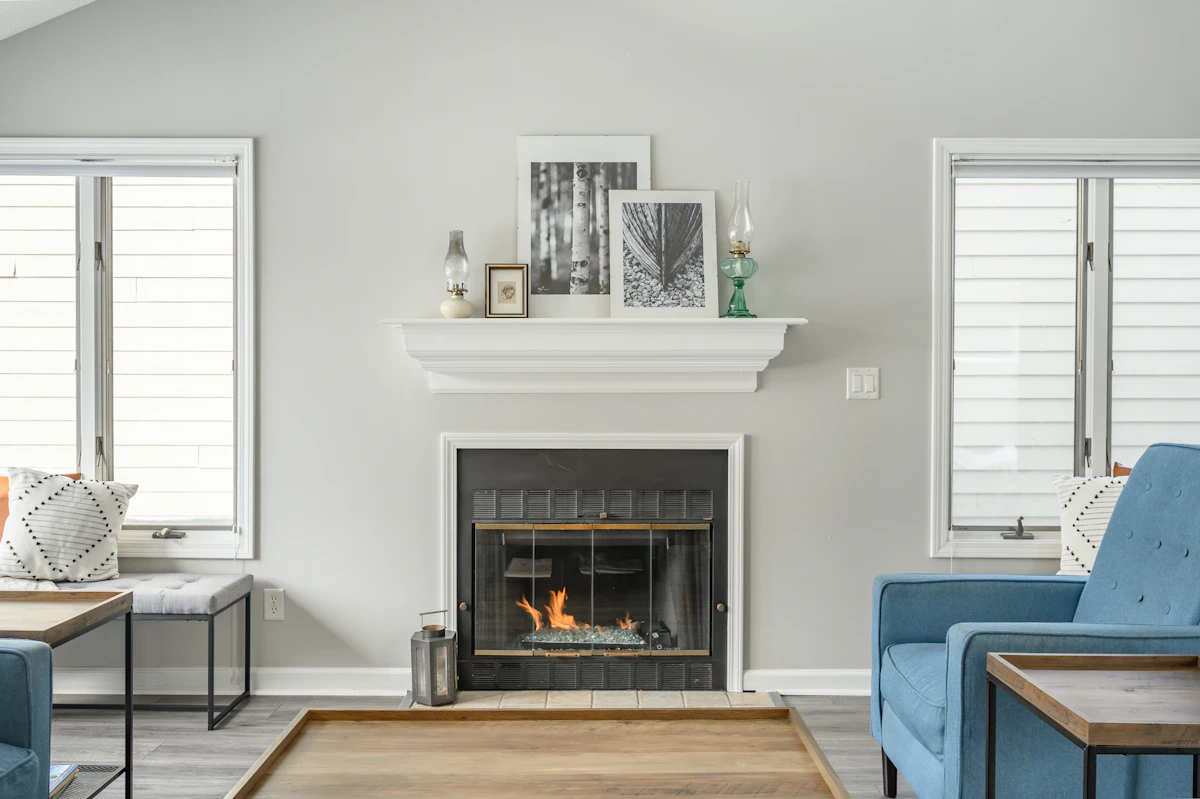Plantation shutters in a refined living room
