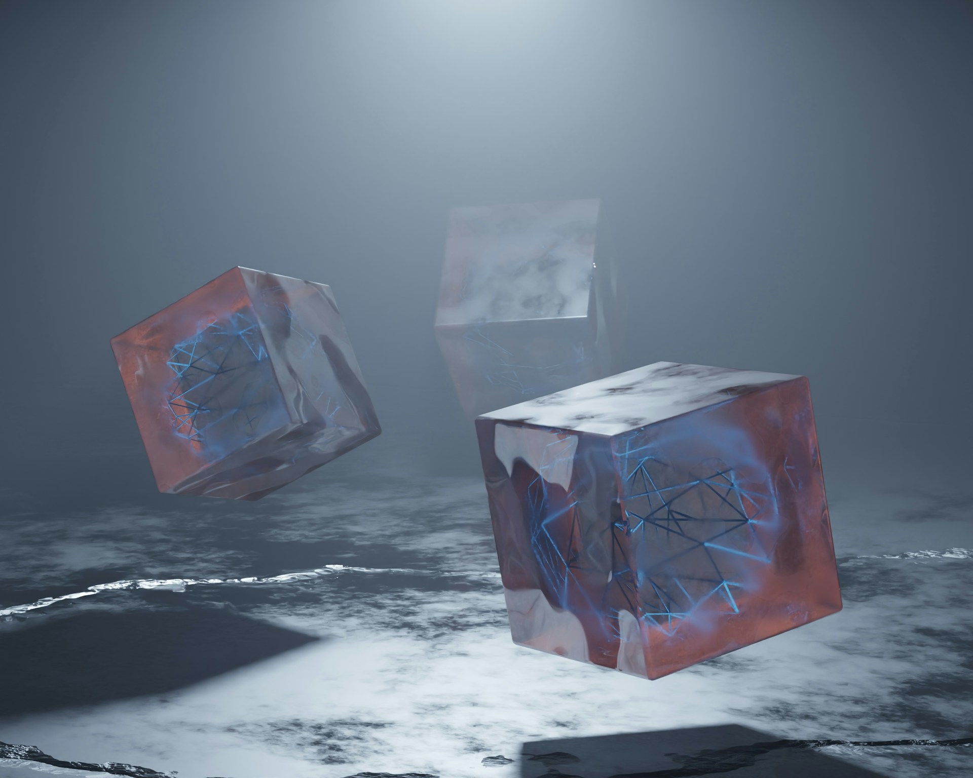 a couple of cubes floating in the air