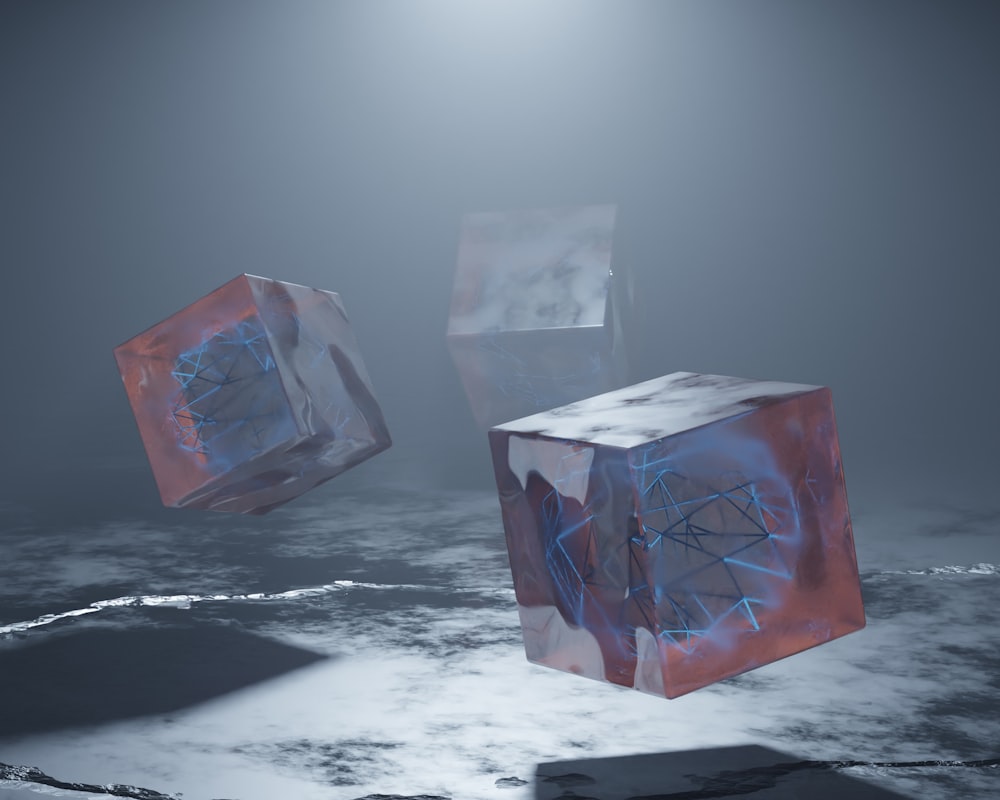 a couple of cubes floating in the air