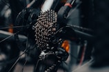 A detailed view of a bike's gear system with precision engineering.