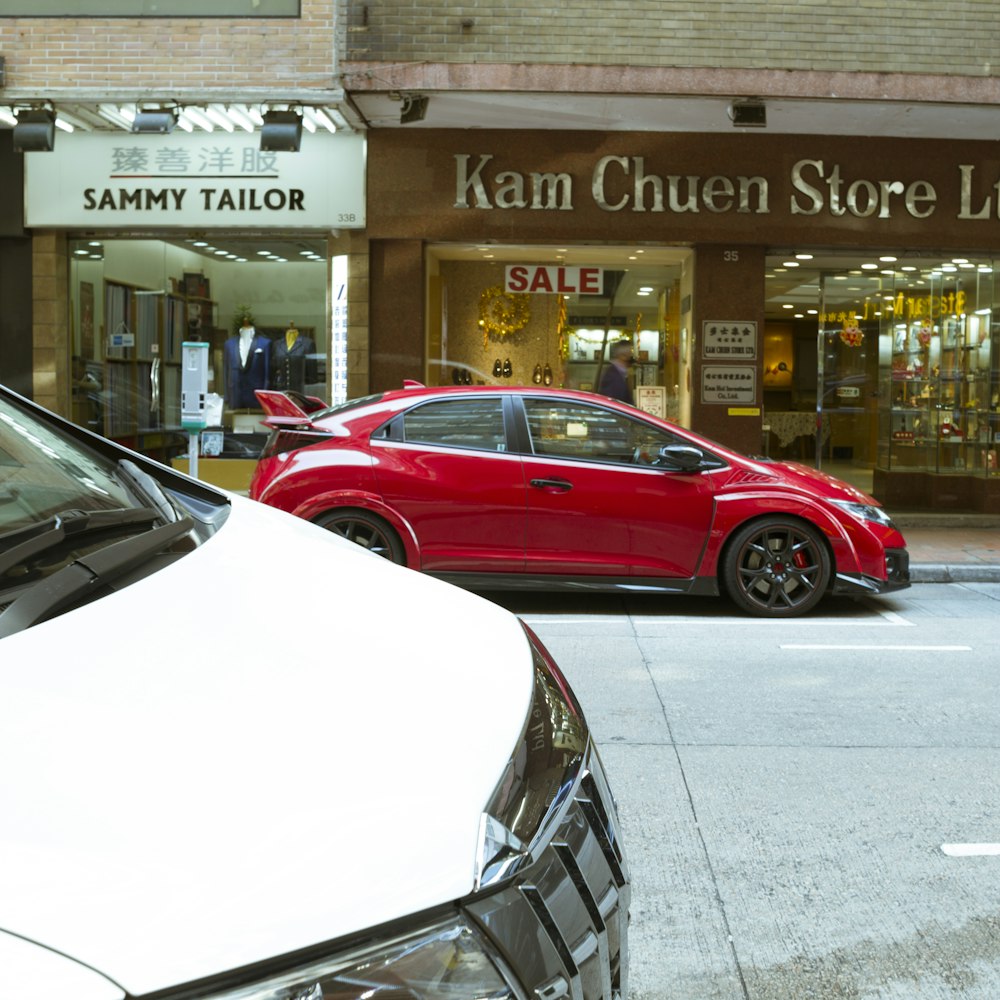 a car parked on the side of a building