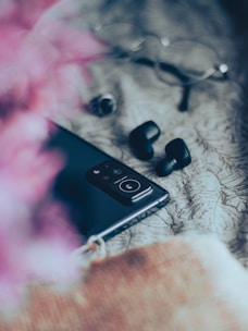 Close-up of modern smartphone accessories on a clean surface