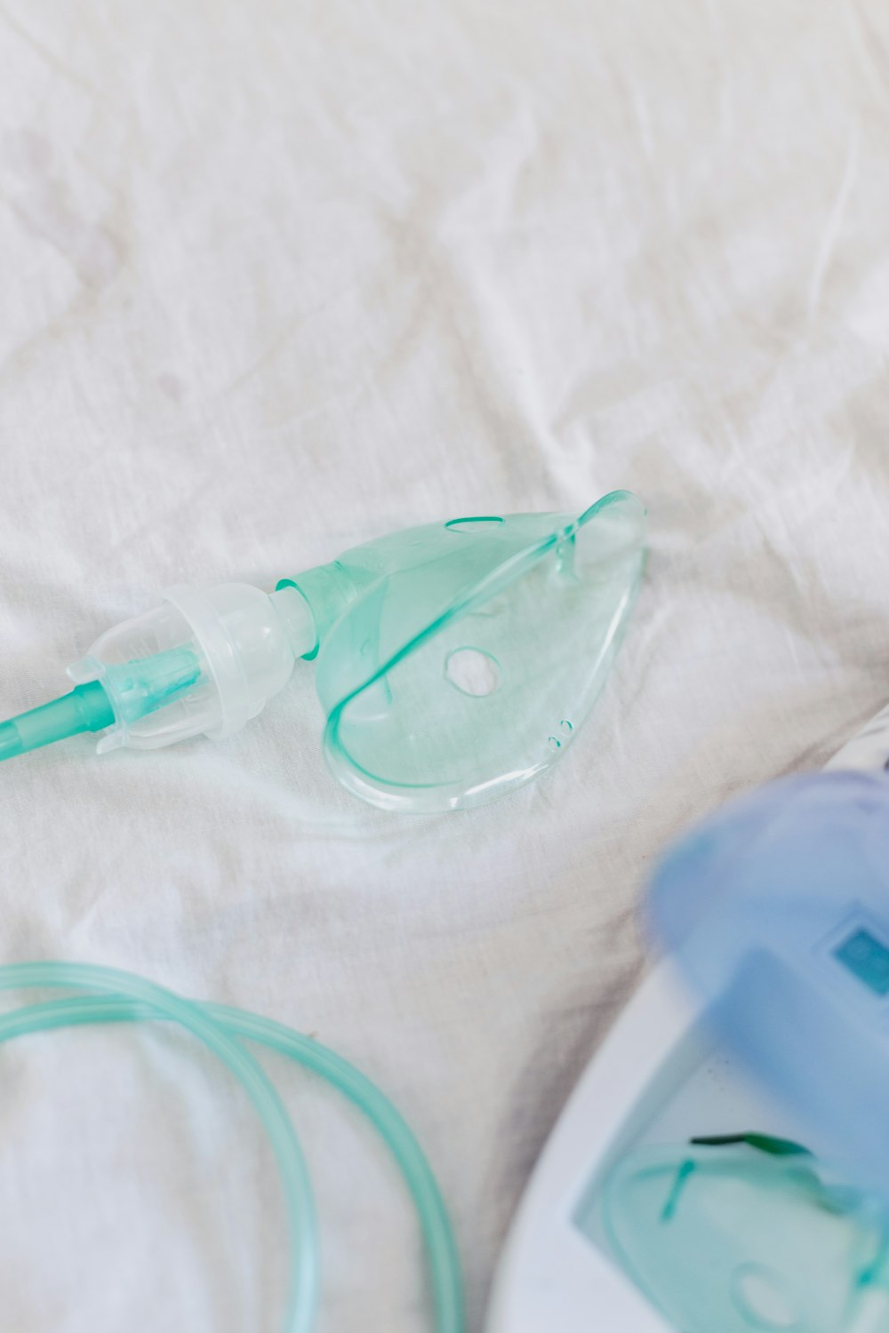 a close up of a medical device on a bed