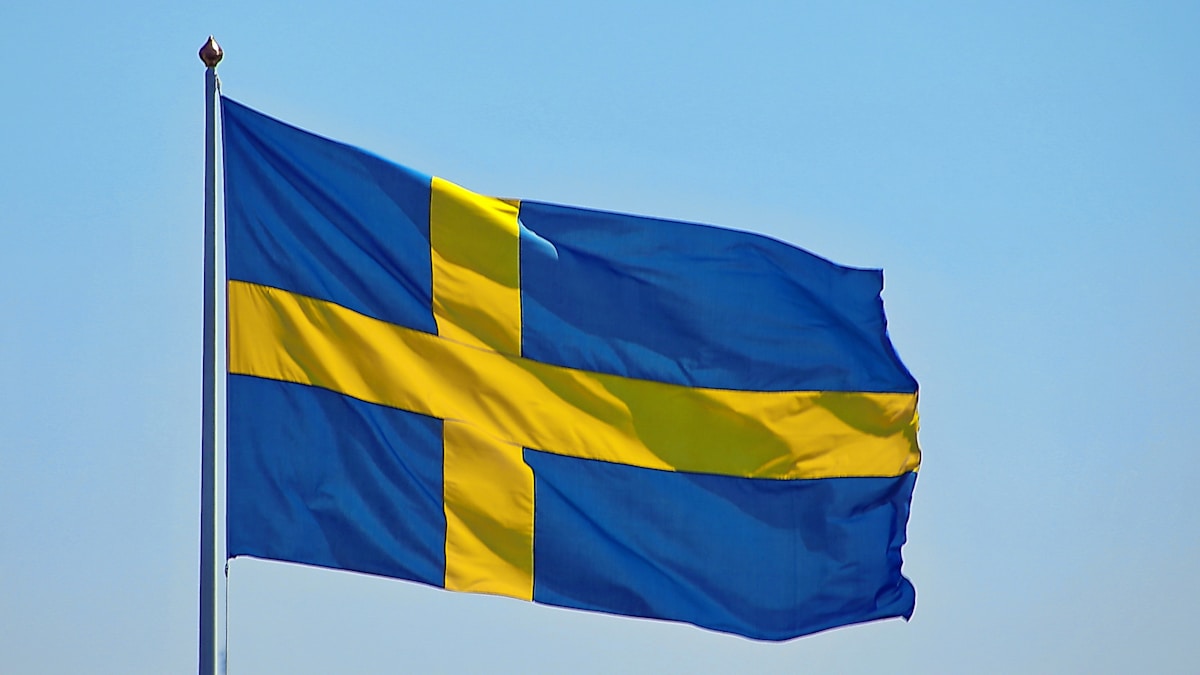 Flag of Sweden in the nordic wind.