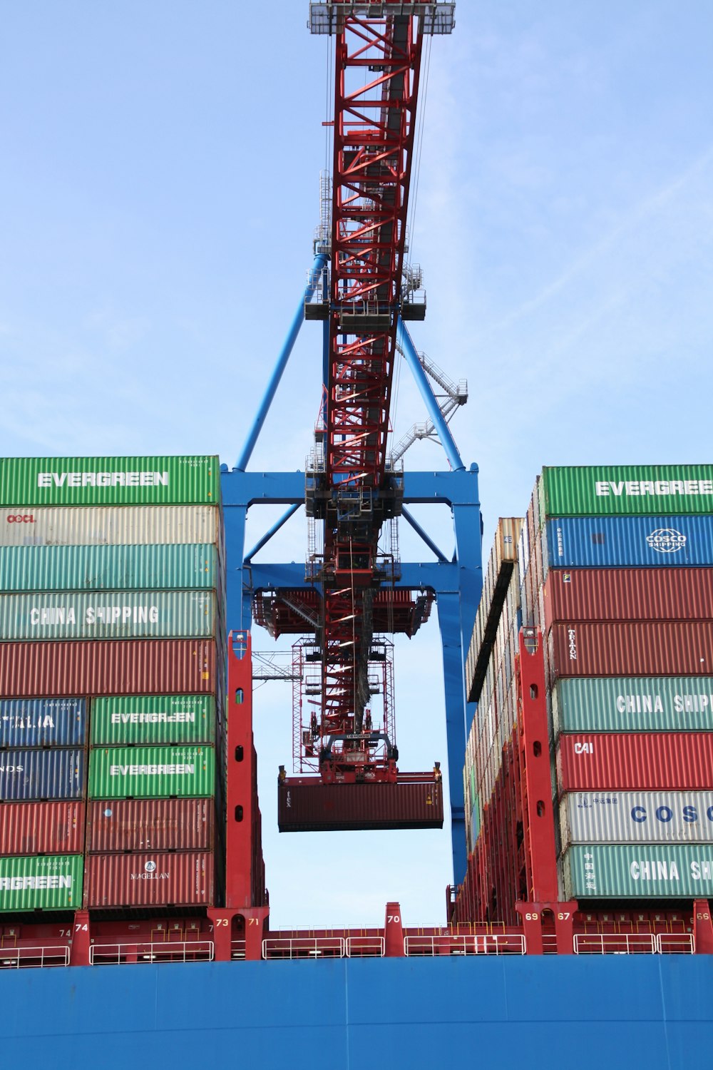 a crane that is sitting on top of a container