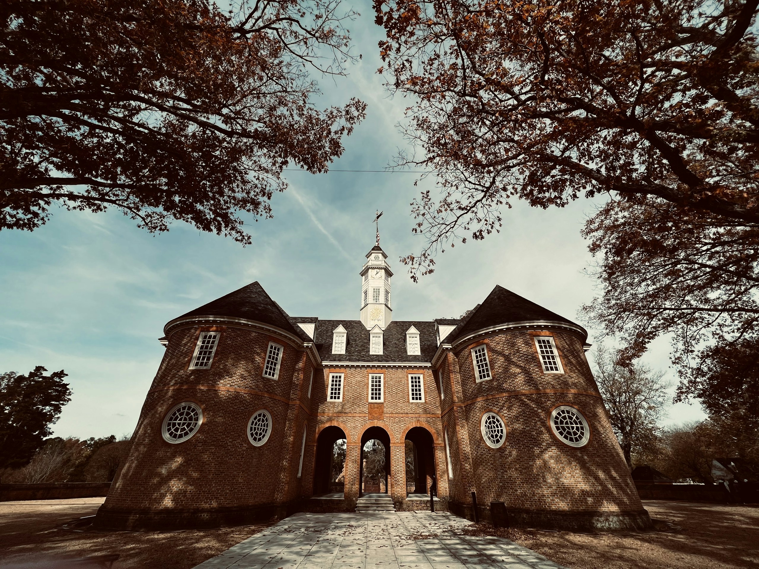 a large brick building with a clock tower