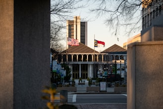 a building with a flag on top of it
