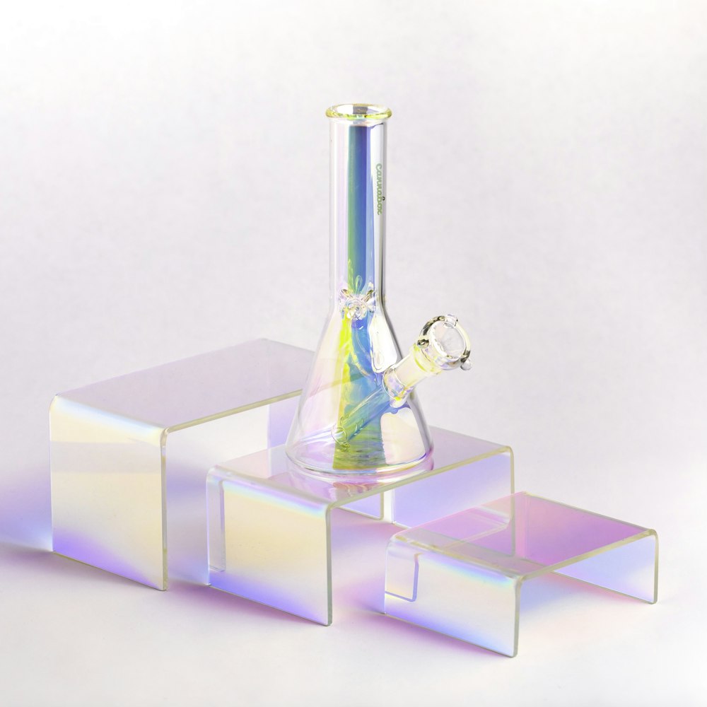 a glass pipe with a liquid inside of it
