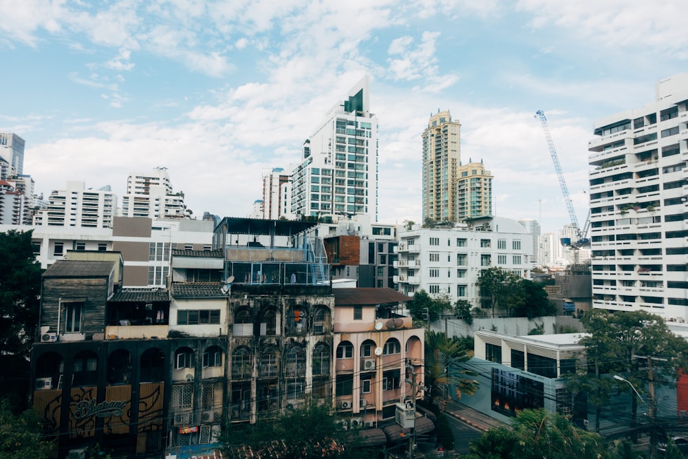 a view of a city with tall buildings