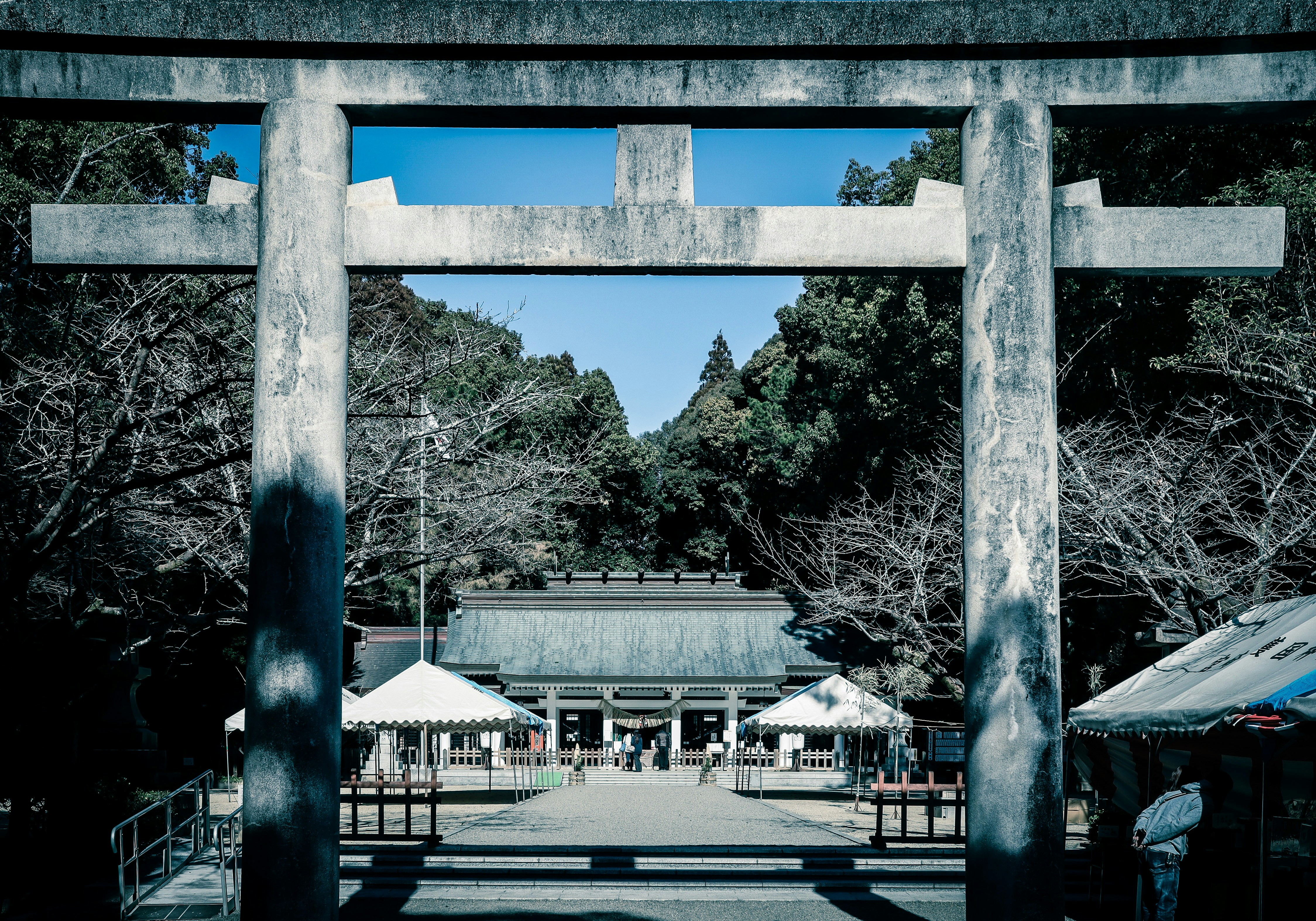 Kawasaki, Japan - The presence of a torii at the entrance is usually the simplest way to identify Shinto shrines, and a small torii icon represents them on Japanese road maps.