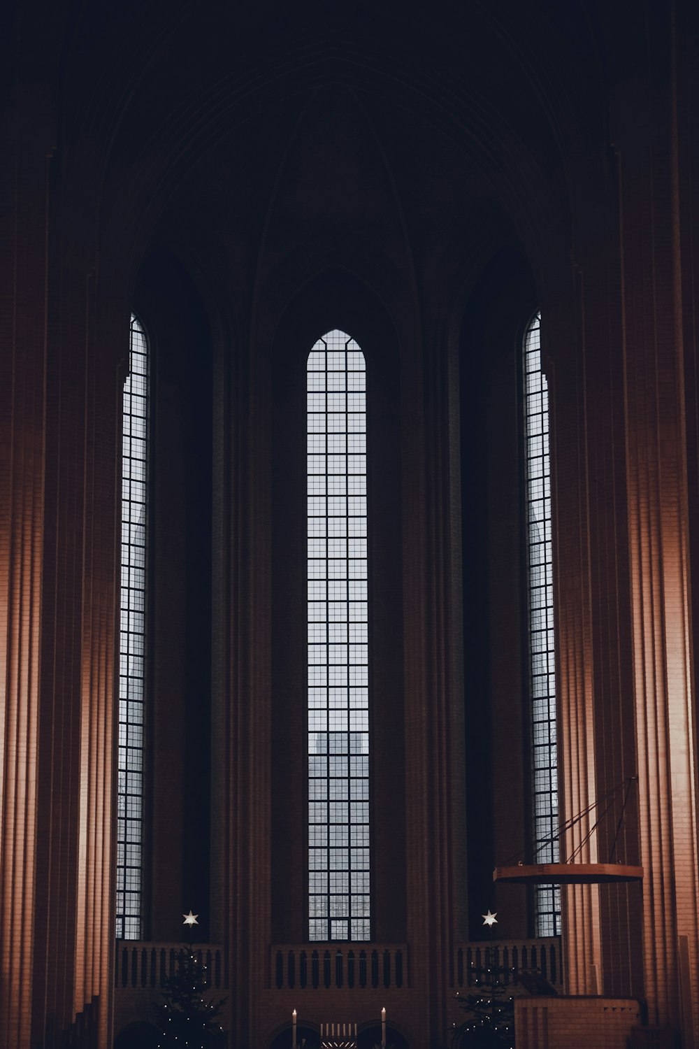 two large windows in a large building