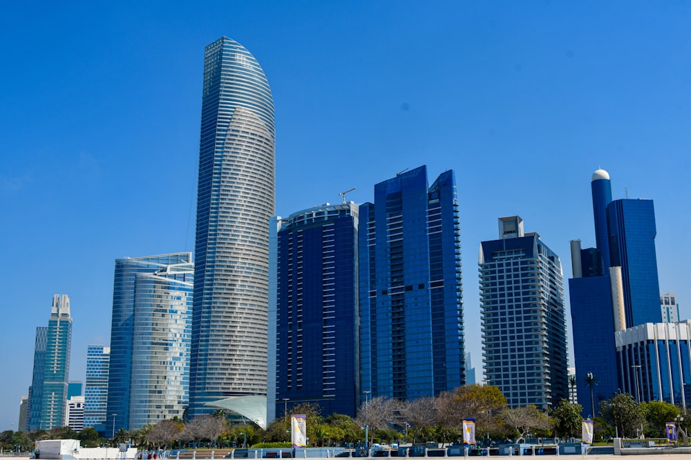 a group of tall buildings sitting next to each other