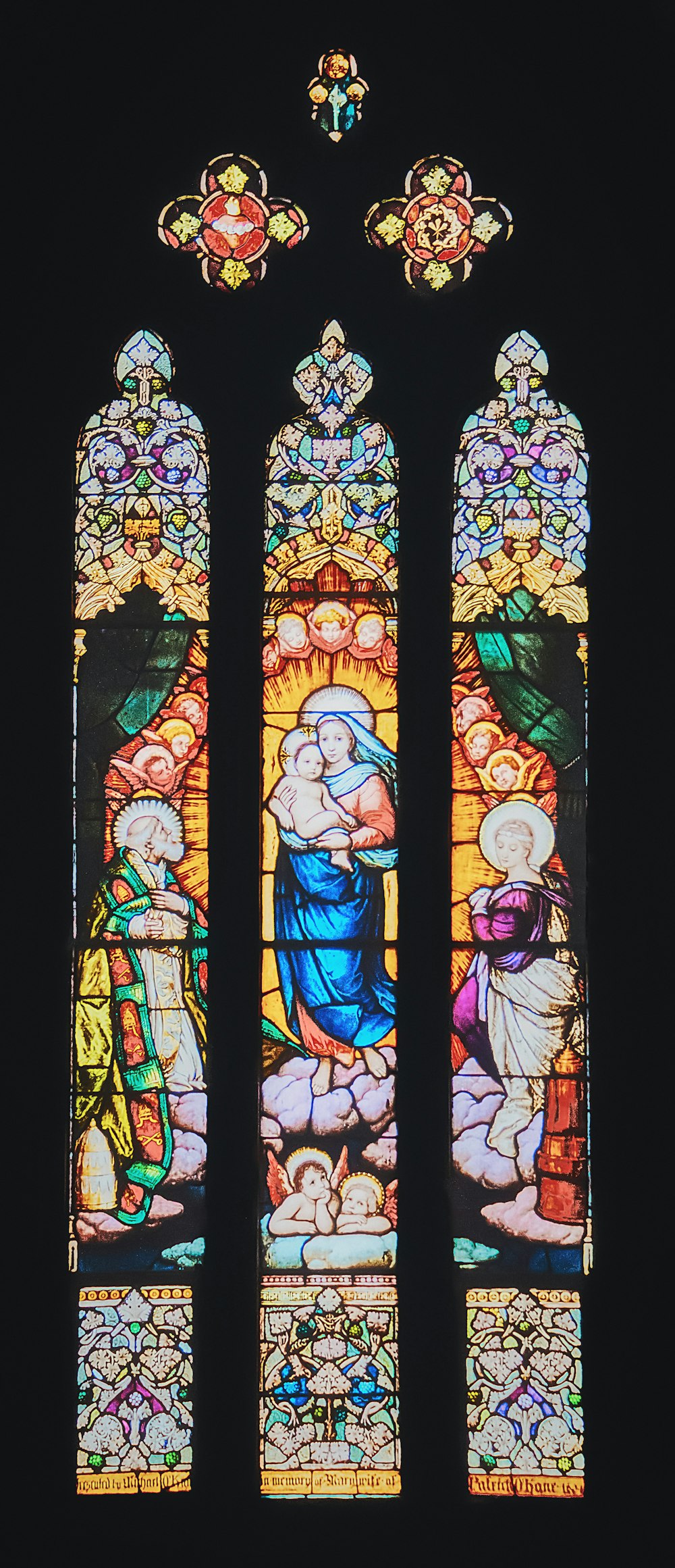 a stained glass window in a church