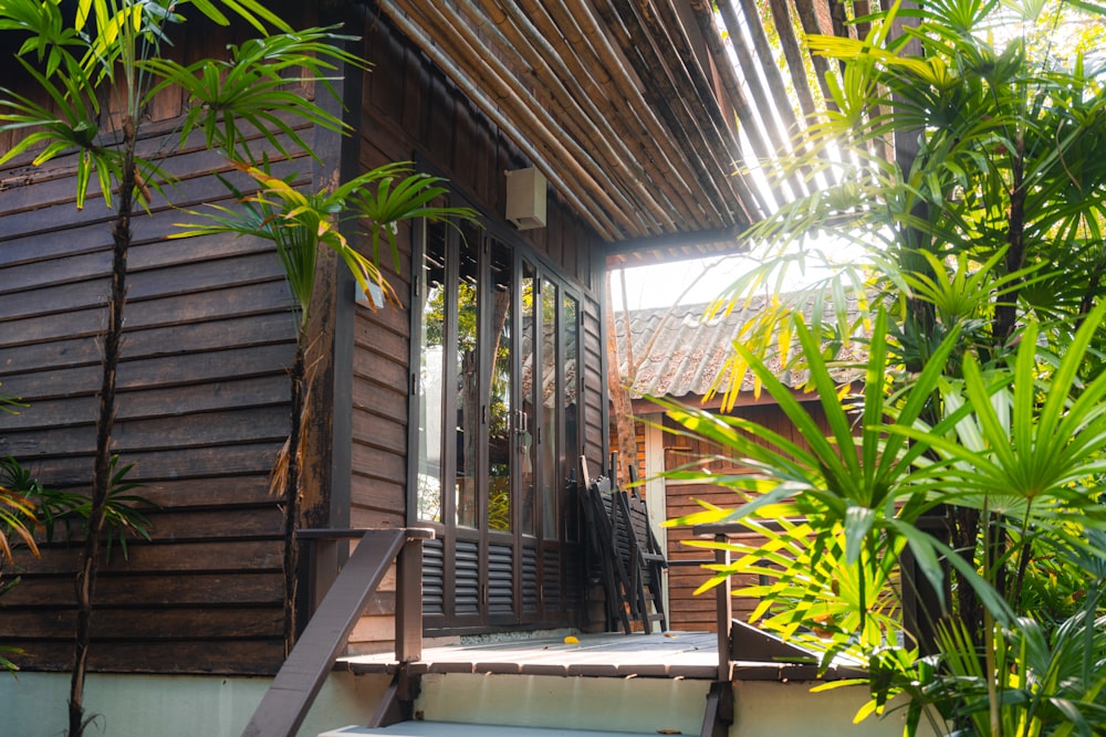 a set of stairs leading up to a house