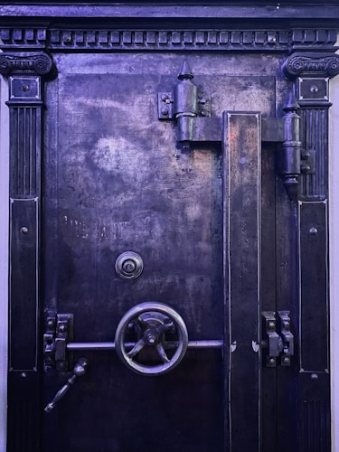 Secure metal door handle and lock mechanism, representing the institutional-grade security of professional vault storage
