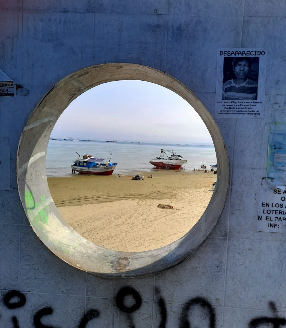 a round window on the side of a wall