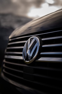 a close up of the front grille of a car
