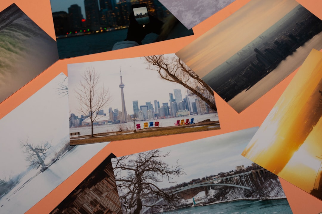 a collage of photographs of a city skyline,