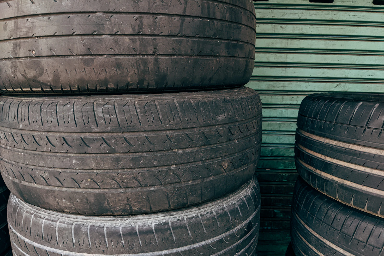 Stacks of new tires ready for installation