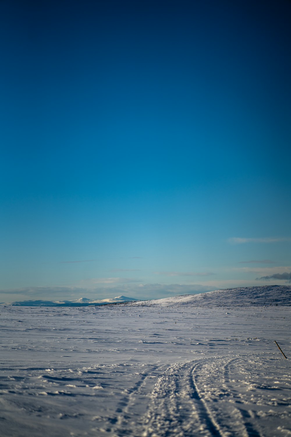 a person riding skis down a snow covered slope