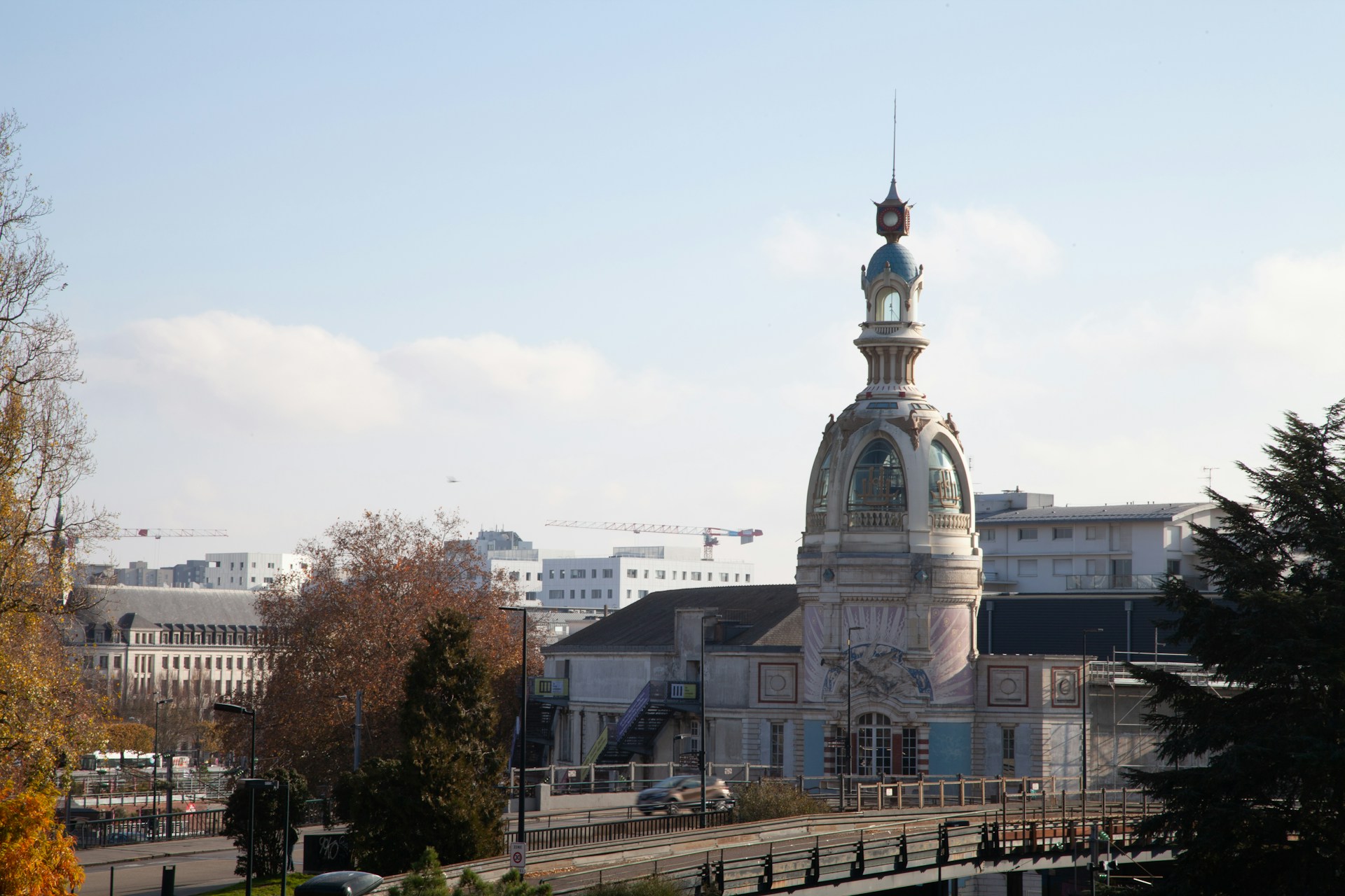 a large building with a clock on top of it