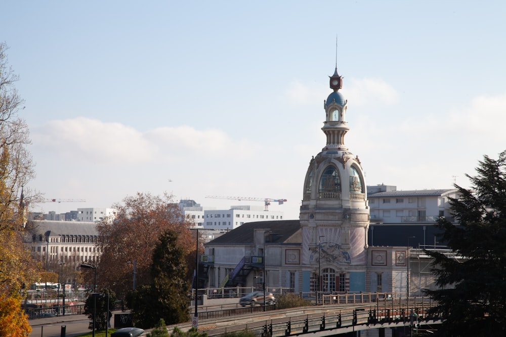 a large building with a clock on top of it