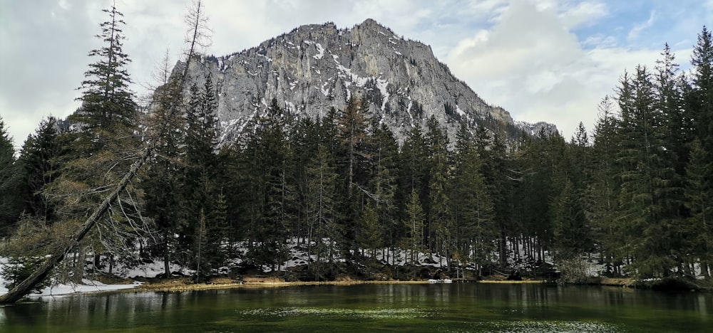 a mountain with a lake in front of it