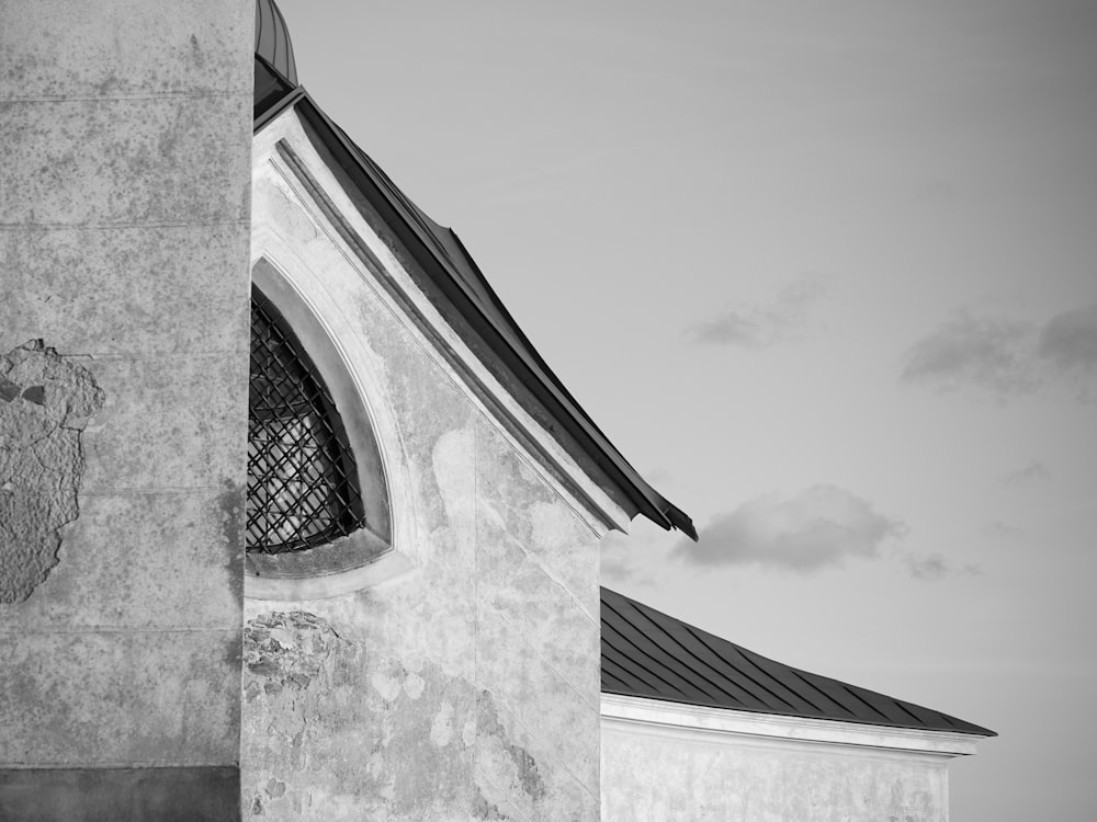 a black and white photo of a church