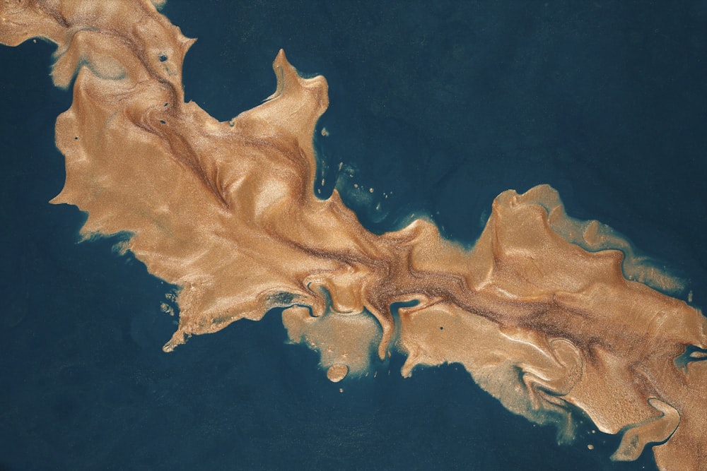 an aerial view of a body of water