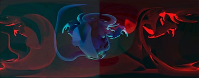 Electric blue and red abstract digital art representing growth and momentum.