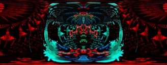 Abstract digital art blending geometric shapes with neon colors