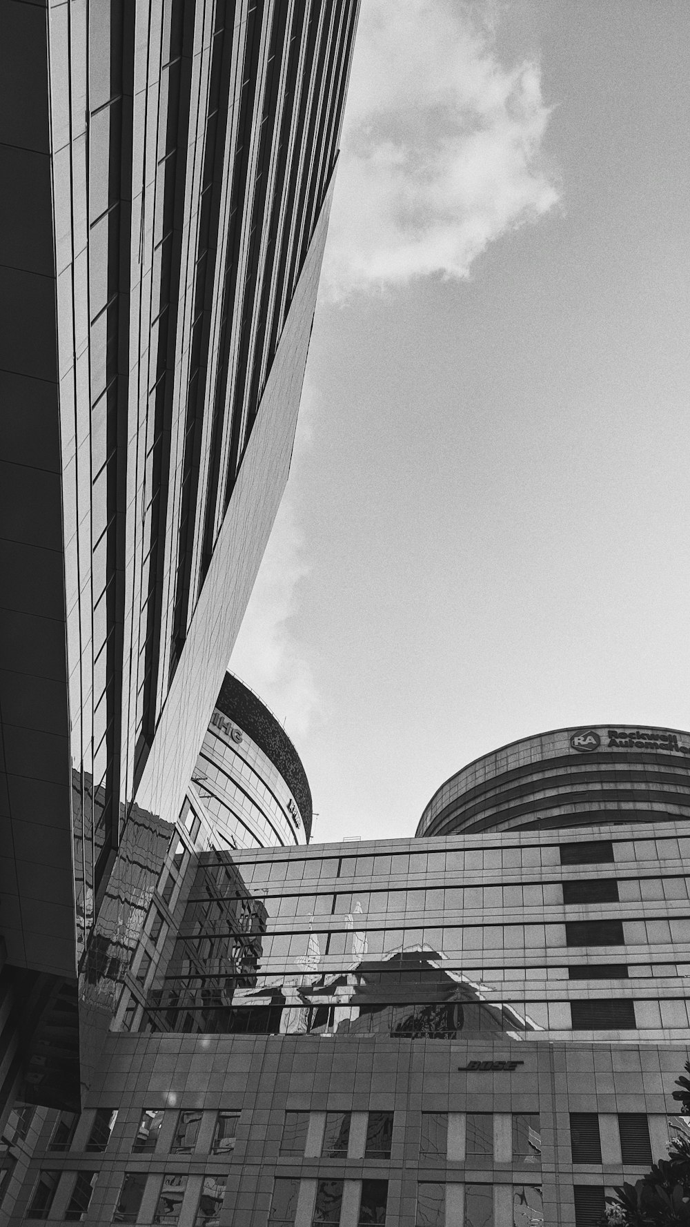 a black and white photo of a building