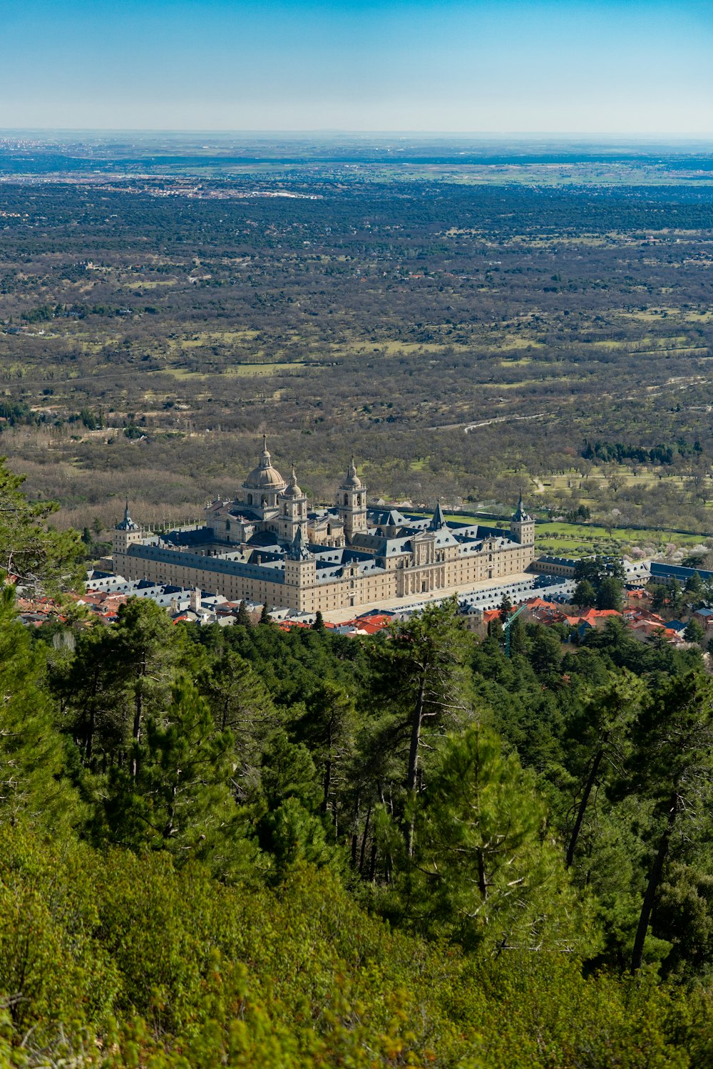 Un grand bâtiment au milieu d’une forêt