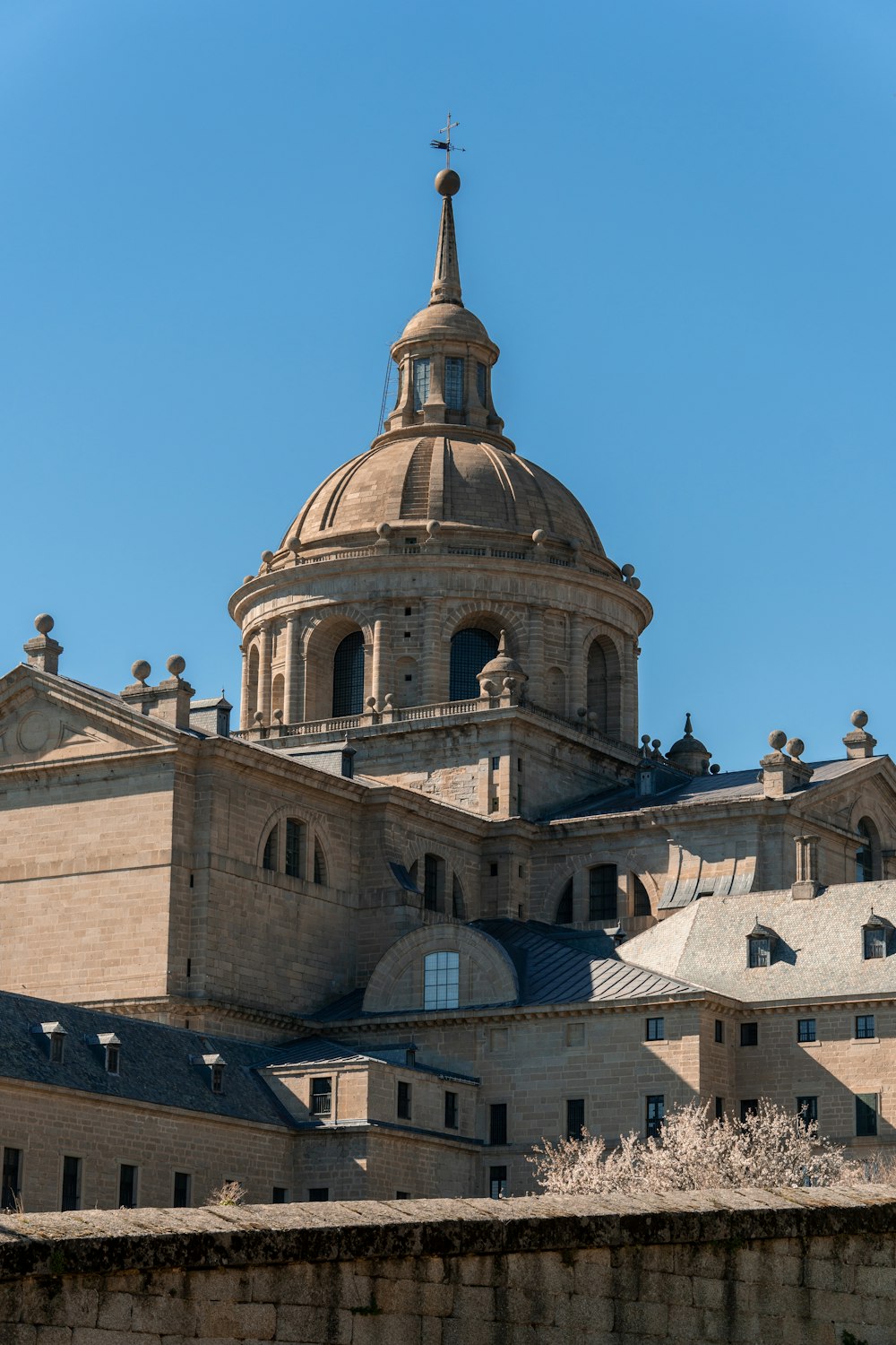 a large building with a steeple on top of it