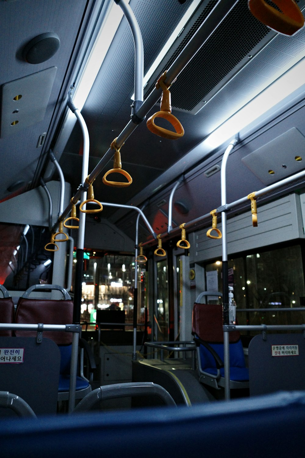 a view of the inside of a public transit bus