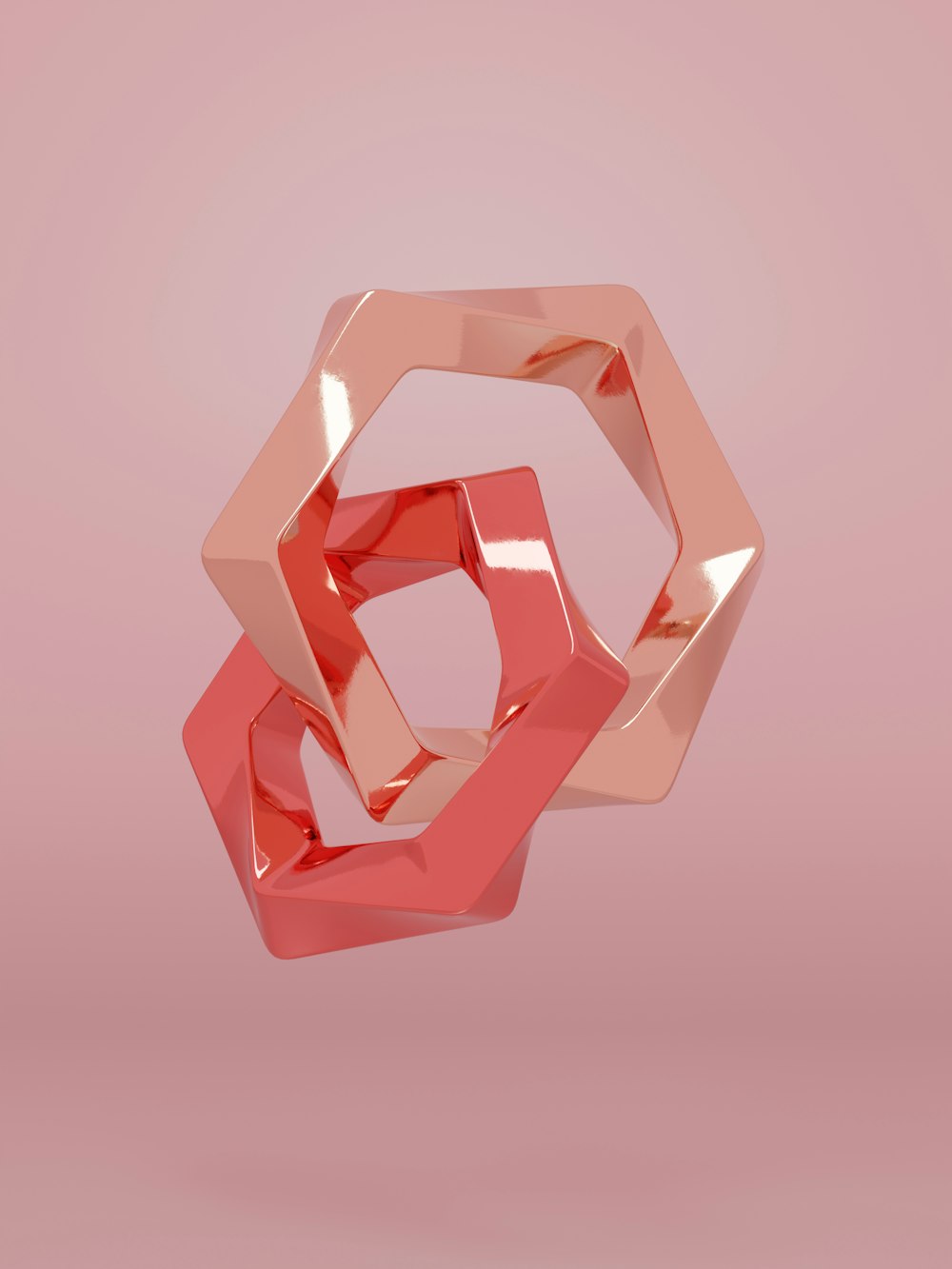Un'immagine 3D di un oggetto rosa su sfondo rosa