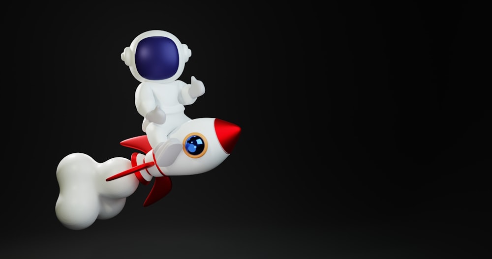 Un jouet flotte dans les airs sur une fusée