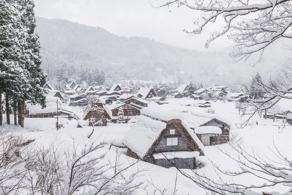 雪に覆われた山あいの集落