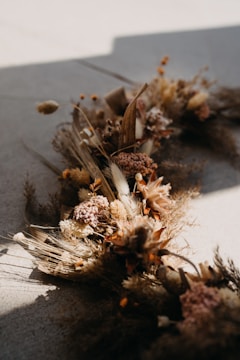 a bunch of dead flowers laying on the ground